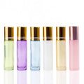 10ml Pearl pink White Green Yellow Blue Purple Glass Roll on Bottle With Steel Roller/gold/silver/pink Cap