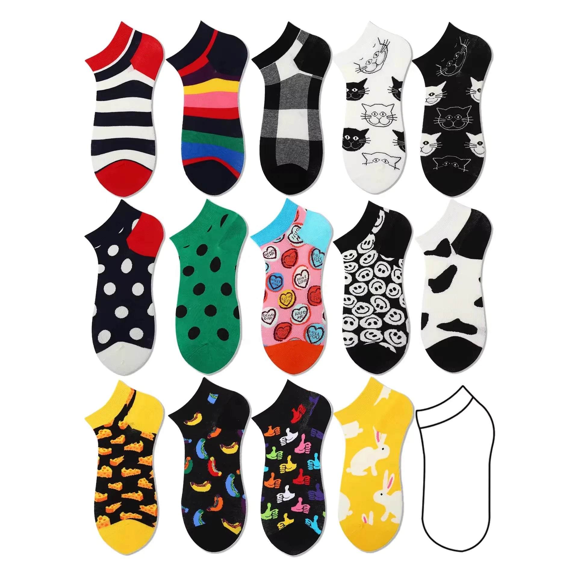 Wholesale Novelty Funky Pattern Short Socks Men Unisex Funny Happy Low Cute Ankle Socks