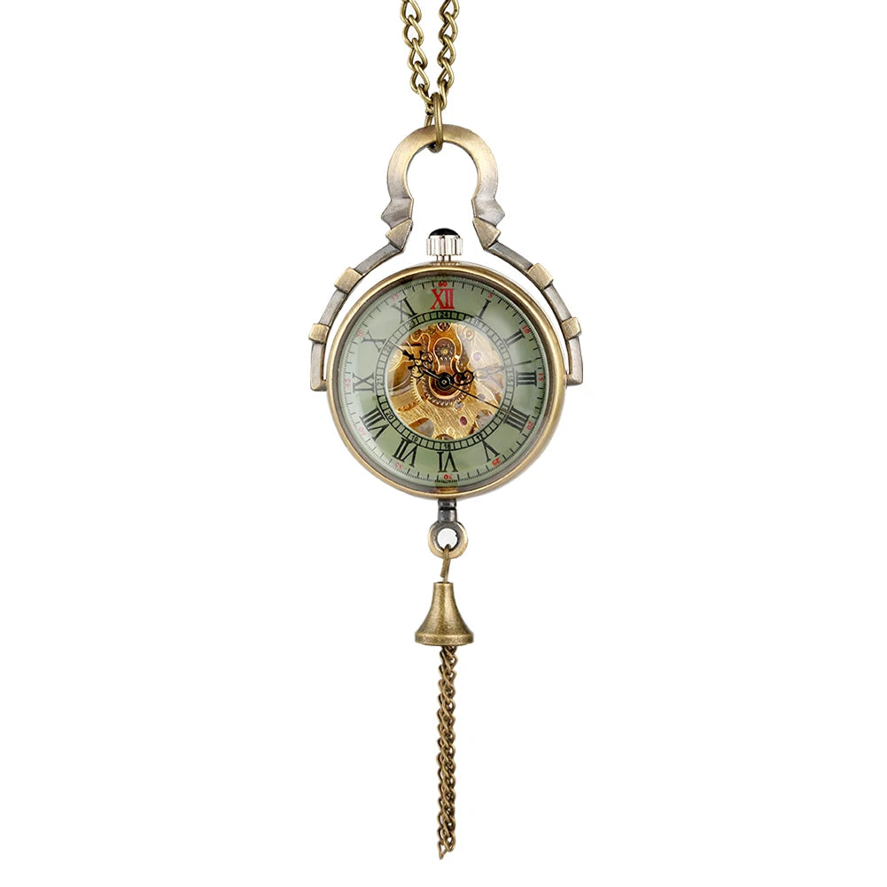 Transparent Glass Ball Mechanical Pocket Watch With Necklace Chain Roman Numerals Eye Ball Pendant Skeleton Watch for Men Gift