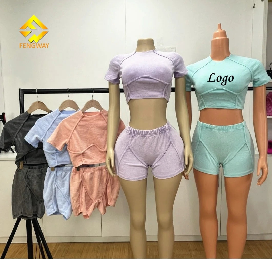 2026 Sets for Women New Arrivals Summer Biker Shorts Set Sweet Sleeves Top With Short Pants Two 2 Piece Set Women Clothing