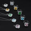 Fashion Jewelry Sets 925 Sterling Silver Necklace Ring Earrings Emerald Zircon Women Jewelry Set
