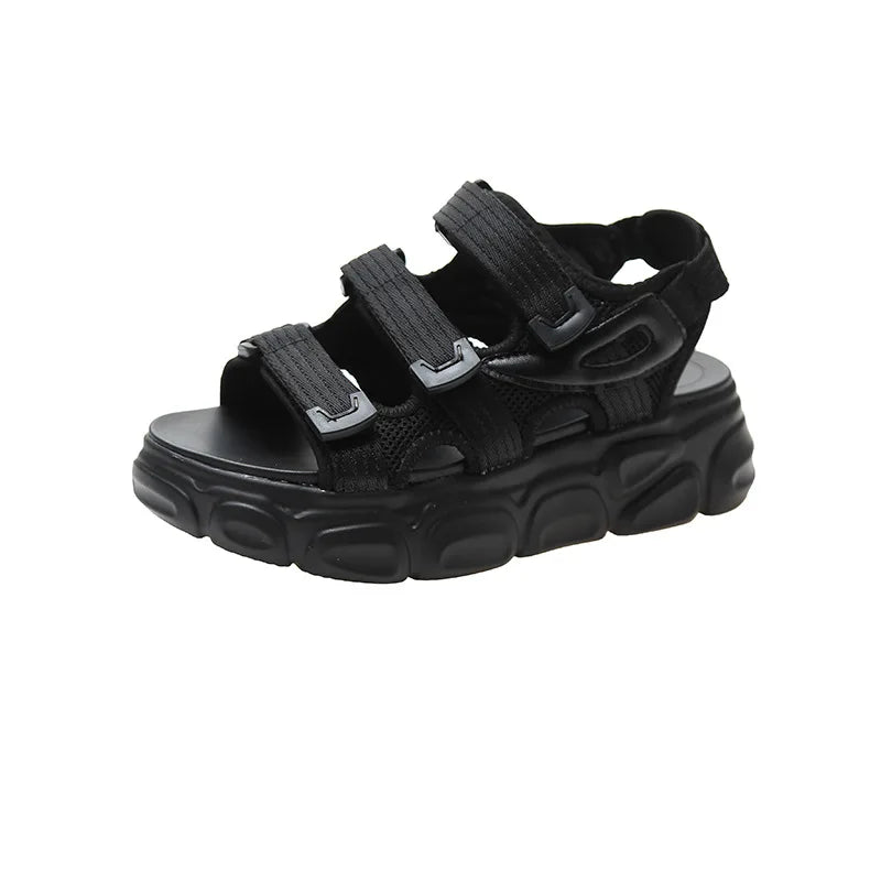 Women's Fashion Solid Color Thick Bottom Open Toe Sandals Soft Comfortable Ladies Casual Shoes Wearable Anti-slip Women Sandals