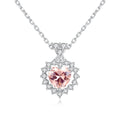 Women Heart Necklace S925 Sterling Silver Fine Jewelry Pave with Clear Cubic Zircon Pendant Necklace for Wedding Engagement Gift
