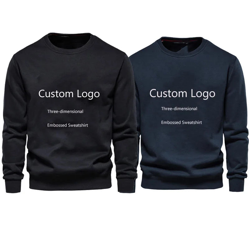 New Solid Color Pullover Men Casual Fashion Three-dimensional Embossed Sweatshirt