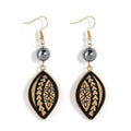 Hot Sale 14k Gold Plated Hawaiian Pearl Earrings Women Fashion Leaf Design Drop Earrings Fashion Jewelry Wholesale