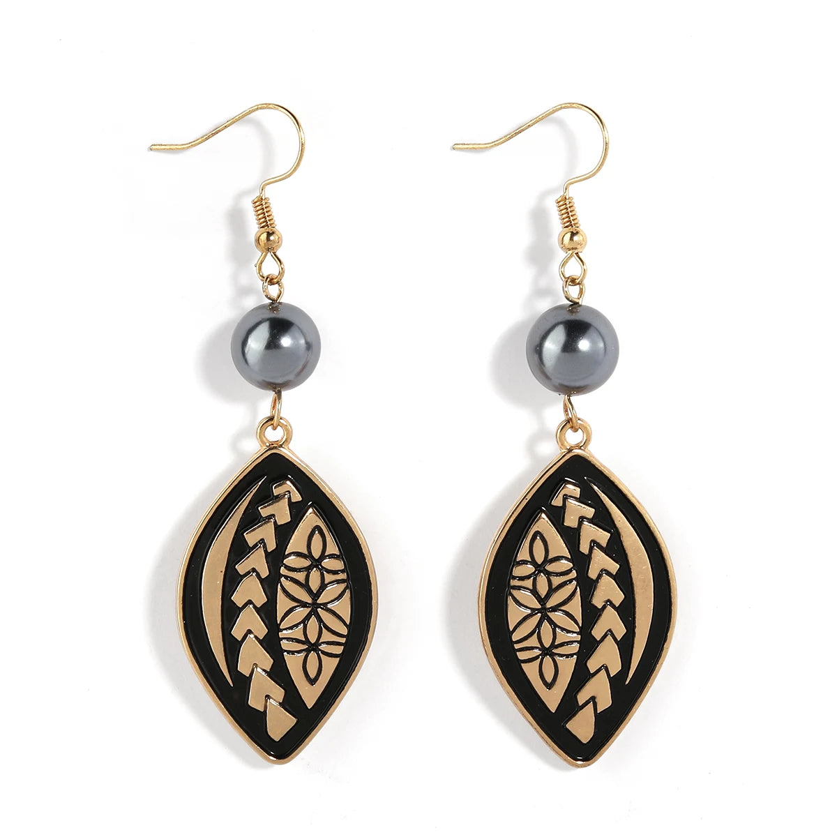 Hot Sale 14k Gold Plated Hawaiian Pearl Earrings Women Fashion Leaf Design Drop Earrings Fashion Jewelry Wholesale