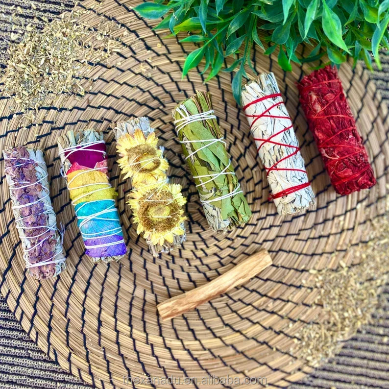 Organic Palo Santo Incense Natural White Sage Smudge Stick Wand Spiritual Incense Sticks Bundle Aromatherapy Energy Cleaning