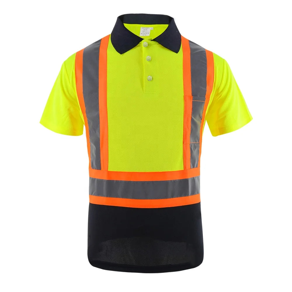 ZUJA Ready to Ship Shirt Polyester Bird Eye Breathable Security Polo Shirt Hi Visibility Safety Shirt in Stock Product
