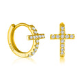 Fine Jewelry 925 Sterling Silver Rhodium Plated Gold Hoop Cross Earrings Jewelry Sets for Women Party Gift