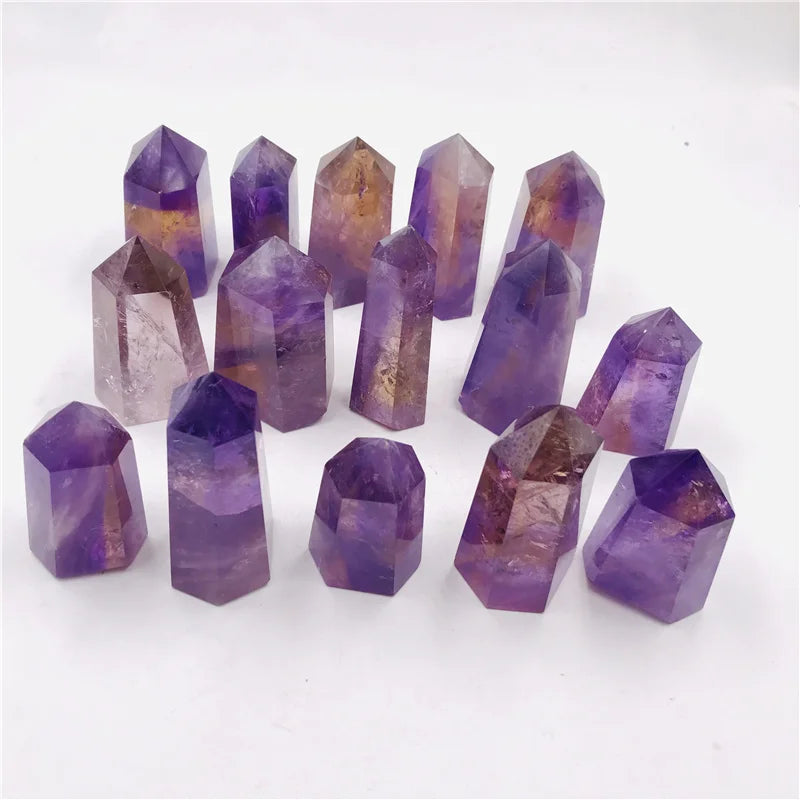Natural  Crystal Wand Amethyst Citrine Quartz Tower Ametrine Tower Wand