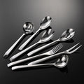 304 Stainless Steel Tableware Dining Spoon Thickened Hotel Buffet Small Curved Spoon Dinner Service Set