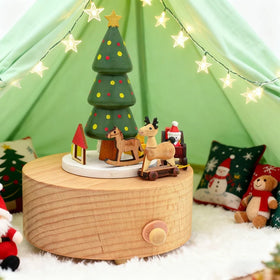 Beech Wood Rotating Christmas Music Box Customized Style Christmas Musical Gift Box