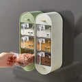 Kitchen Plastic Drawer Type Spice Box with Spoon Kitchen Punch-free Multi-function Seasoning Rack Wall Mounted Seasoning Box