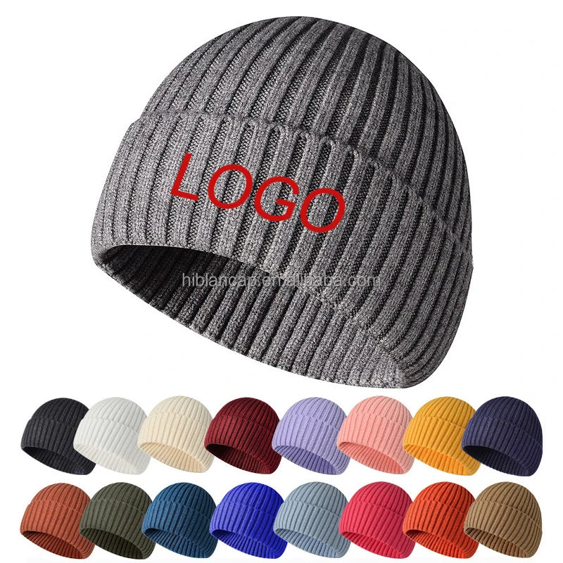 Wholesale Y2K Style Short Cuff Acrylic Knit Beanie Hats with Custom 3D Embroidery Private Label Logo Unisex Travel Common