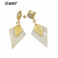 WT-MPE042 Unique Fashion Gold Electroplated Arrowhead White Shell Earrings Women Anniversary Wedding Gift Earrings Studs