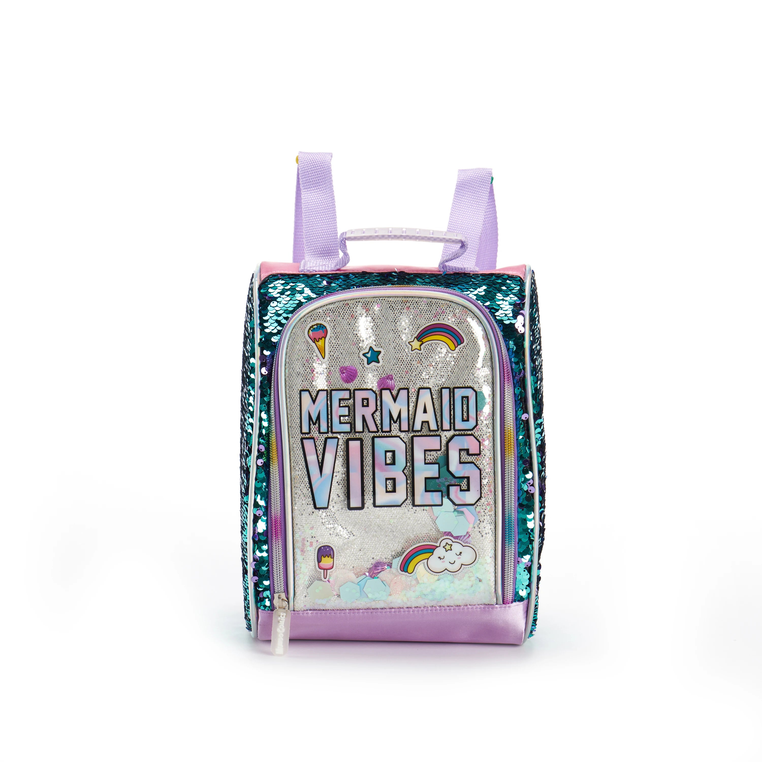 Ounier Custom logo Lunch Backpack With Sequins Cartoon Student Insulation Lunch Box Kids Waterproof Lunch Box Bag Children's