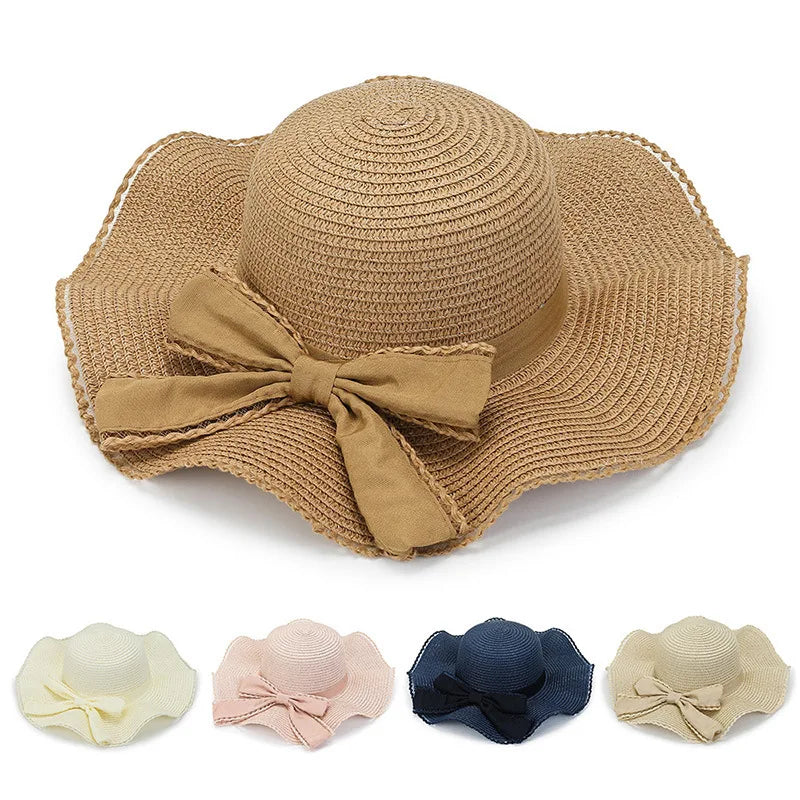 Summer Fashion Wide Brim Women's Hat Sun Caps for Travel Beach Hats for Girls Summer Straw Hat With Bow