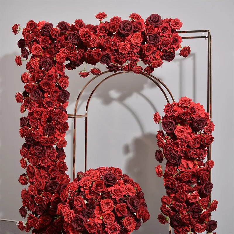 Wedding Arch Flowers Row Table Runner Centerpieces Silk Rose Flower Arrangements Decor for Reception Wedding Ceremony