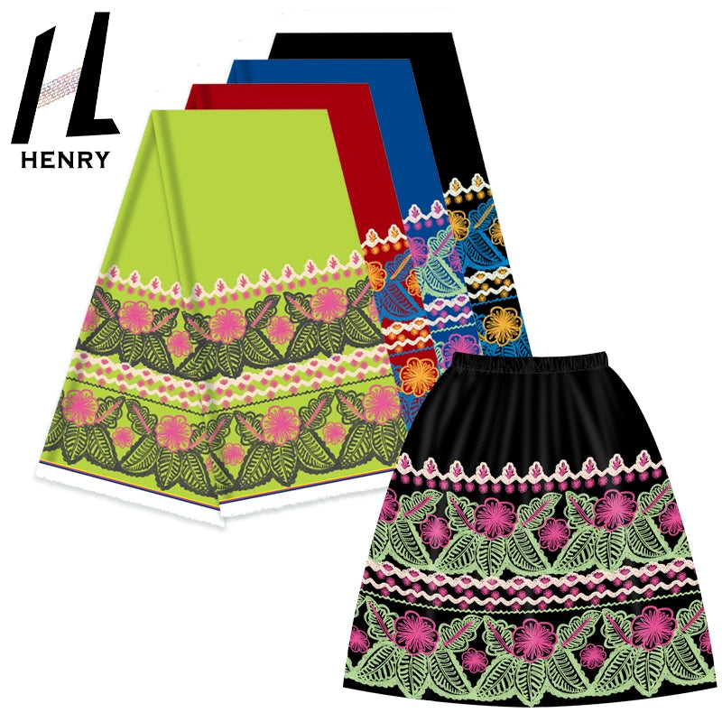 Henry High-Quality Custom Pink Floral 100Polyester Print Fabric for Micronesian Style Dresses