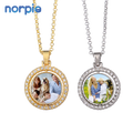 Fashion Women Accessories  Sublimation Blank Rotatable Round Pendant Necklace