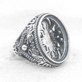 Sterling Silver 15*20mm Semi Mount Men's Ring Frame Empty Blank Bar Bezel Setting S925 Base Without Center Stone for DIY Inlay