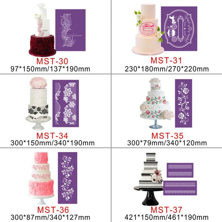 New Arrival Food Grade Large Cake Stencils Kitchen Accessories Cake Decorating Tools Plastic Material Eco-Friendly