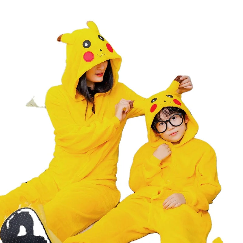 Yellow One-piece Animal Sleepwear Flannel Pajamas Cotton Pajamas Nightgown