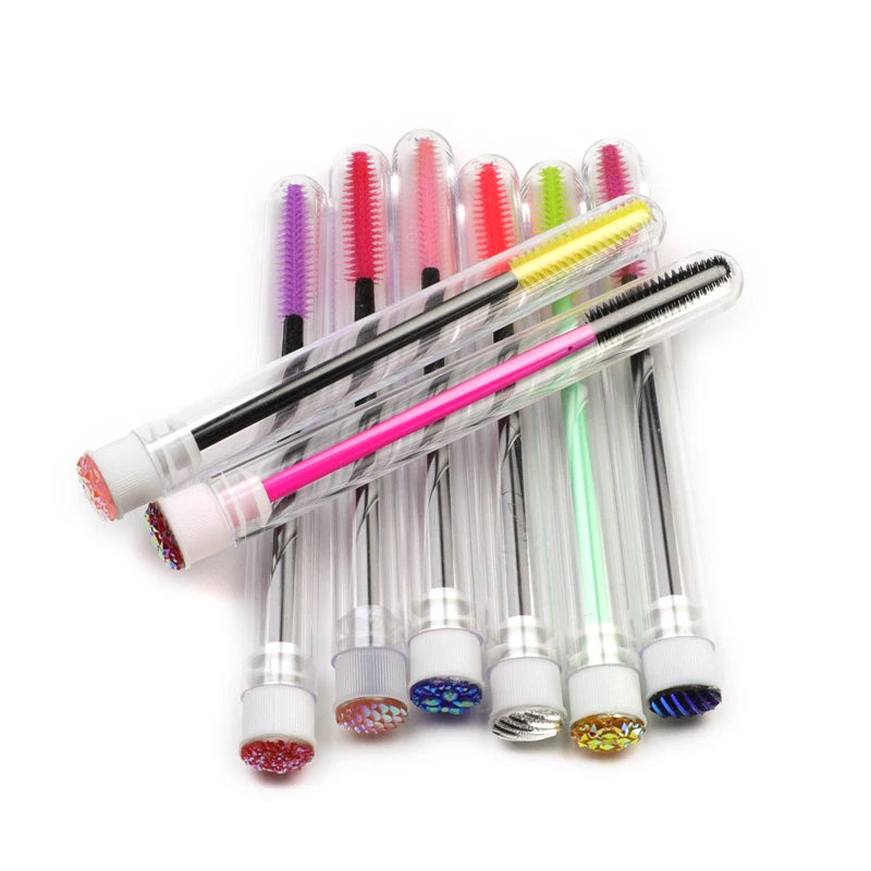 Mascara Silicon Brush Cleansing Applicator With Plastic Tube Tool Eyelash Wands Silicone