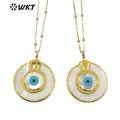 WT-JN171 Stylish Necklace Devil Eye Shell Pendant Necklace Circular Gold Electroplated Marine Life Jewelry Noble Shell Necklace