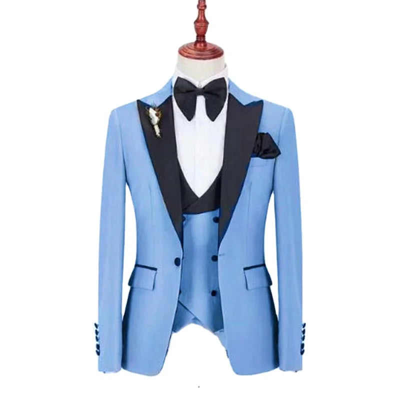 Customize One Button Handsome Groom Tuxedos Men Suits Wedding/Prom/Dinner Man Blazer(Jacket+Pants+Vest)