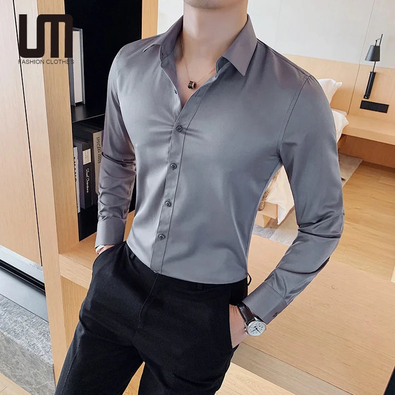 Liu Ming Wholesale Hot Selling Autumn Winter Men Clothing Long Sleeve Business Formal Wear Social Slim Fit Shirts