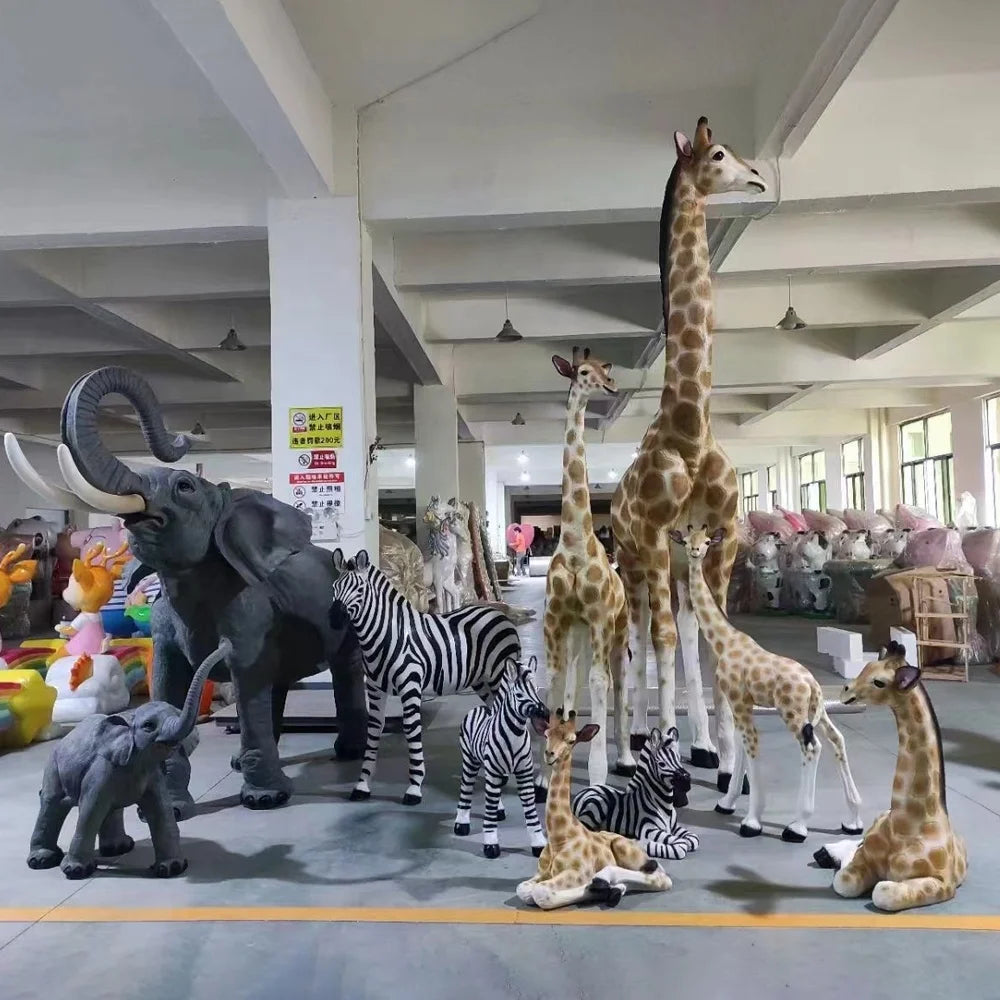 Life Size Artificial Large Elephant Animal Statue Fiberglass Animal Statues for Outdoor Zoo Park