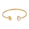Wholesale Women's Fashion Bracelet Smooth Open Waterproof Stainless Steel with Gold-Plated Titanium Pearl Accented Bangle Gold