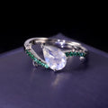 Abiding Unique Classic Good Price 925 Sterling Silver Nano Emerald Green Pave Shank Decor Milky Blue Moonstone Adjustable Rings