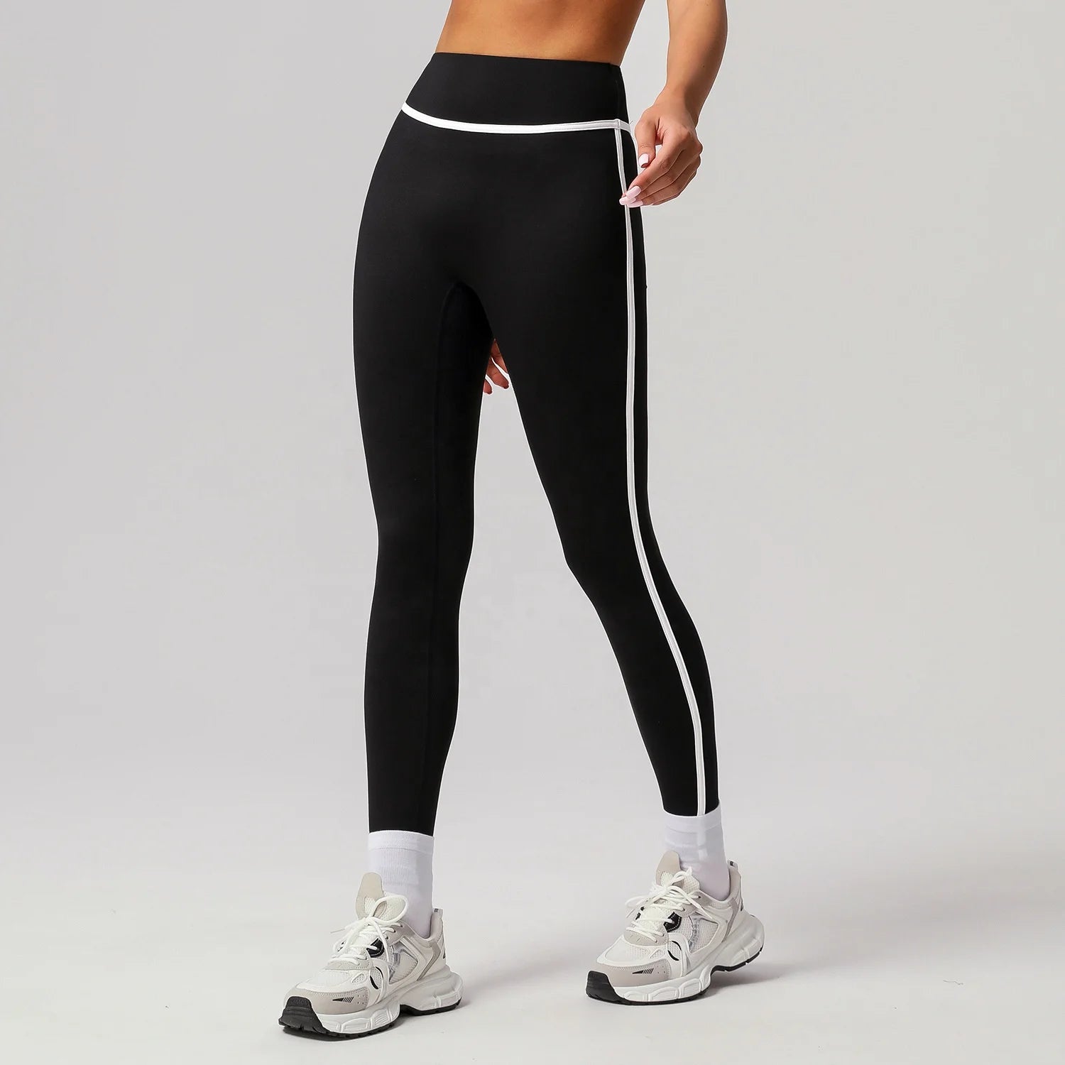 Custom Logo Compression Woman Yoga Leggings High Waist Elastic Tummy Control Gym Yoga Pants