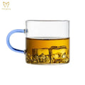Clear Coffee Mugs for Latte and Cappuccino Glass Cups with Colored Handle