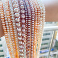 Freshwater 7-8mm 3A 4A Natural White Pearl Chain Necklace Button Shape 5mm Diameter for Making Wholesale 5-6mm Freshwater Pearls