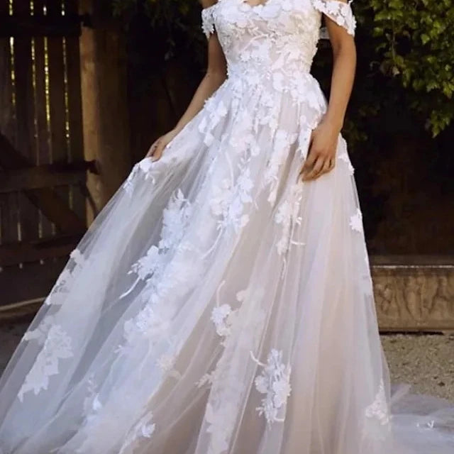 2023 New Ceremonial Dress Illusion off Shoulder Skirt Princess Floating Gauze Skirt Tube Top Floor Skirt Womens Wedding Dress