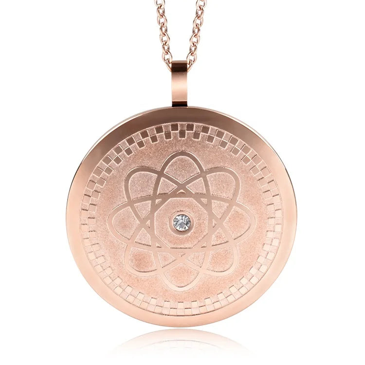 Children's Japanese Quantum Energy Pendant with Scalar Therapy Bezel Setting Stainless Steel Locket Antique Copper Plated