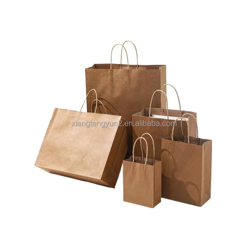 Custom Printed Logo Large Kraft Paper Bag Brown Clothing Shopping and Birthday Gift Bag for Crafts