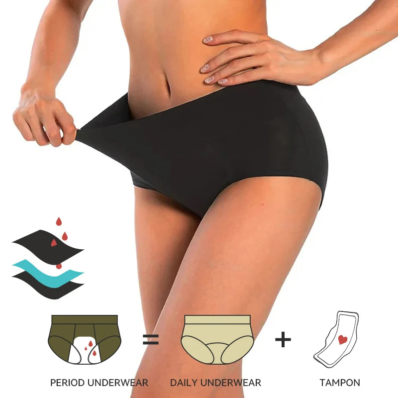 Wholesale Womens Bamboo Period Panties Leak Proof Menstrual Underwear Panties for Night Heavy Flow Comfort Breathable