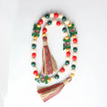 Christmas Farmhouse 16mm Red Wood Bead Garland with JOY Design Bead and Plaid Tassel Jute Cord for Home Decor