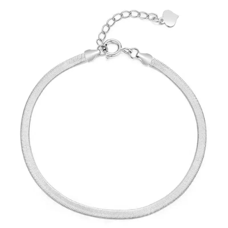 925 Sterling Silver Flat Snake Bone Bracelet Gold Plated for Gift or Party