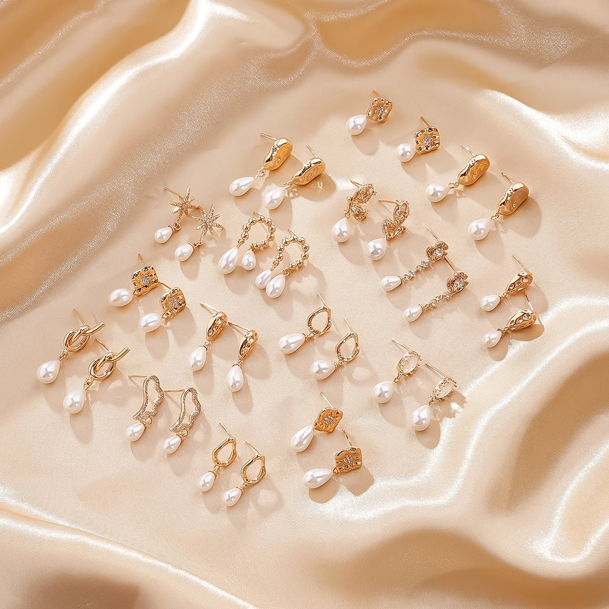 Wholesale Fashion Gold Plated Fresh Water Wedding Pearl Puddles Earrings for Women Jewelry Gift