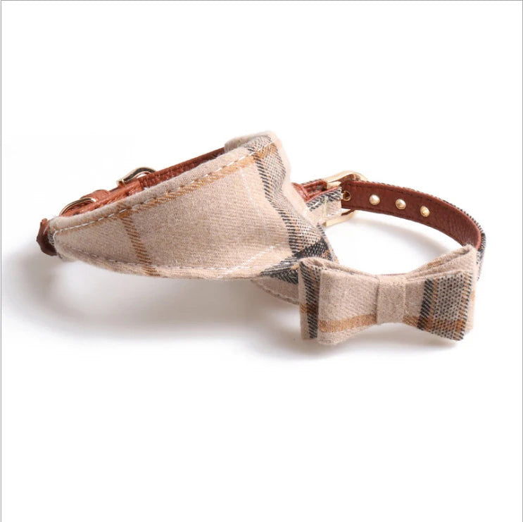 Wholesale British Style Metal Fastener Triangle Scarf or Bow Tie Dog Collar and Leash