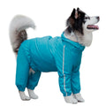 Solid Summer Nylon Rainproof Jumpsuit 4-Legged Dog Raincoat with Removable Tail Protector for Large Dogs