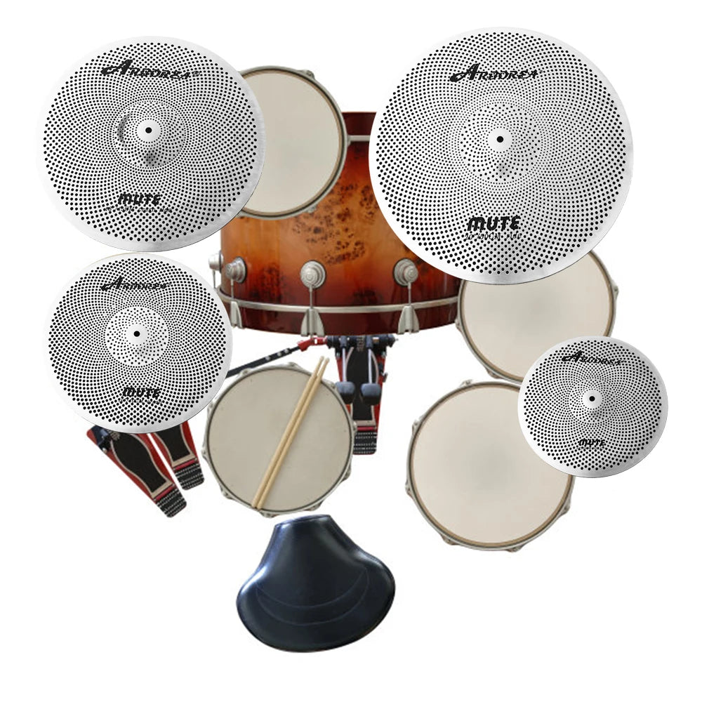 Arborea Cymbal Sets Sliver Mute Cymbal Set Five Pieces 14 Hi-Hat+16"Crash+18"Crash+20"Ride