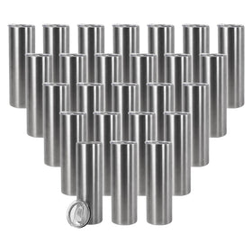 US Warehouse Clearance Sales 20oz Stainless Steel Skinny Silver Tumbler Vacuum Insulated Cups in Bulk for Sublimation DIY