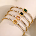 Luxury Hip Hop 18K Gold Plated Stainless Steel Tennis Bracelet New Fashion 3mm Square Cubic Zirconia CZ Zircon Diamond