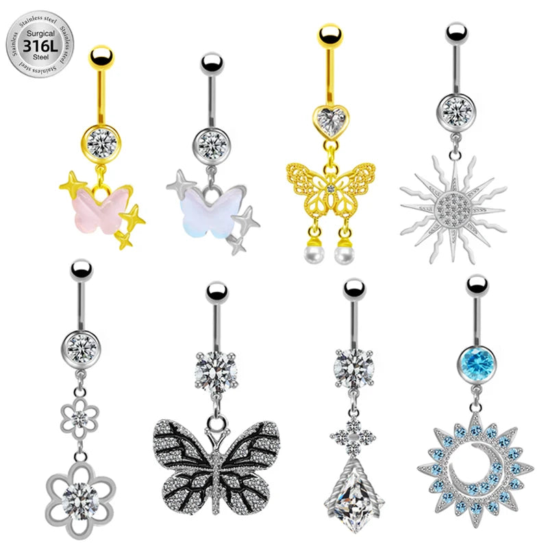 Gaby New 14G Surgical Stainless Steel bar Navel Belly Button Ring Wholesale Body Piercing Jewelry with Hole